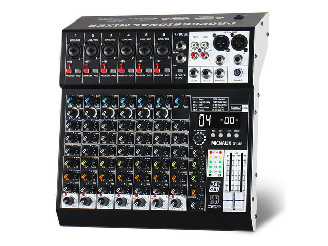Audio Mixer 8 Channel Professional Sound Mixer Console with 99 DSP Effects, Mixing Board DJ Mixer w/USB, Bluetooth, 48V Power Supply, PAD Button...