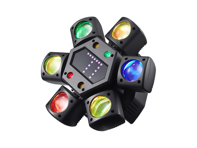 Mini Moving Head DJ Lights, 6-Arm Disco Lights with Remote Control 80w RGBW 4in1 LED DJ Stage Lighting Sound Activated DMX 512 Control for Disco...