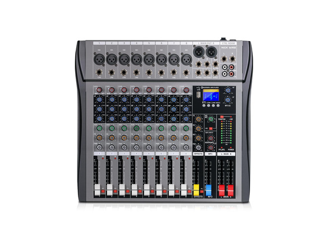 8 Channel mixer professional Audio Mixer, dj mixer with Individual Channel Control and USB Audio Recording & Editing via Computer, All-Metal...