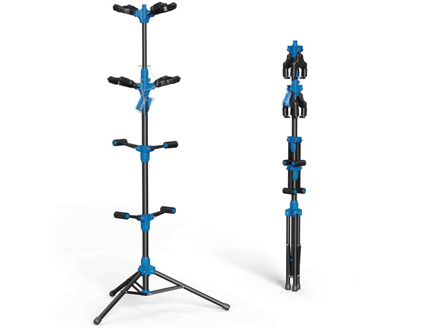 Folding Quadruple Guitar Stand with Auto-Lock System and Soild Tripod, Quadruple/Multiple Guitar Stand/Holder/Rack for Single Bass, Acoustic,...