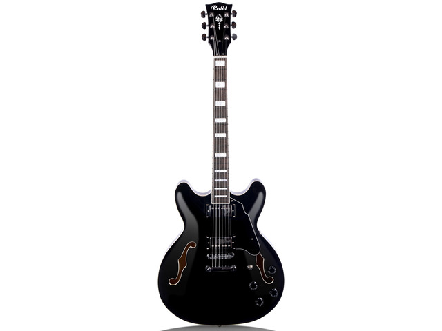 Semi-Hollow Body Electric Guitar RD-100 Jazz Guitar with F-Hole,Maple neck,humbucker Pickups (Black)