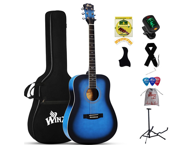 Acoustic Guitars Full Size, 4/4 Folk Guitar for Beginners Adults, Acoustic Steel-string Guitar (blue)