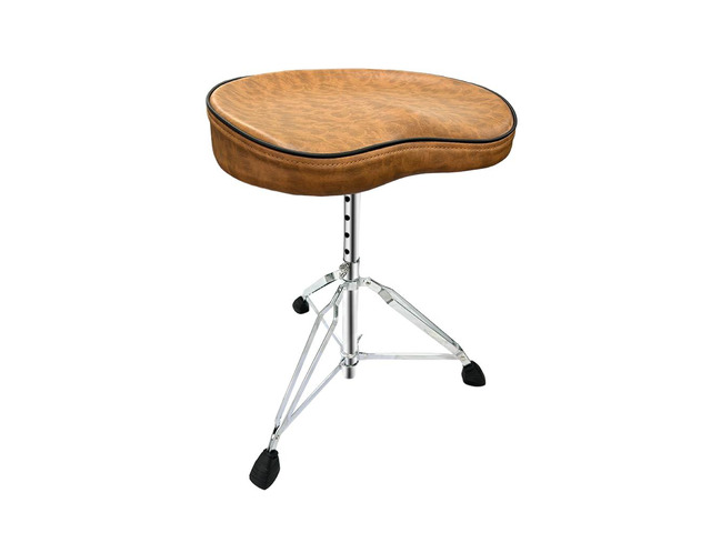 Saddle Drum Throne for Adults - Heavy Duty Drum Seat Stool with Leather Cushion, Double-Bar Foldable Base & 5 Height Adjustments