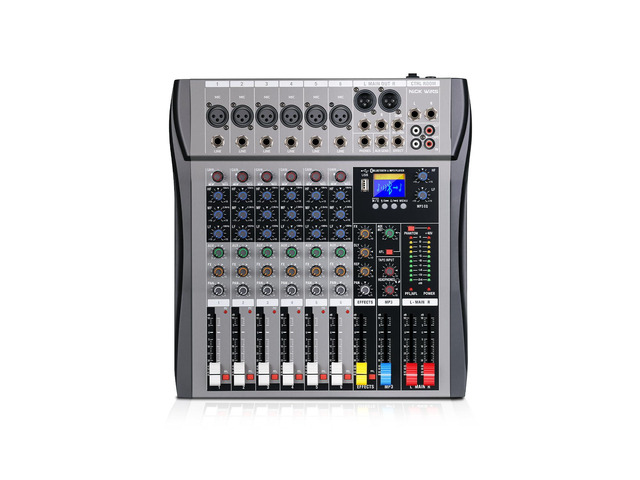 8 Channel mixer professional Audio Mixer, dj mixer with Individual Channel Control and USB Audio Recording & Editing via Computer, All-Metal...