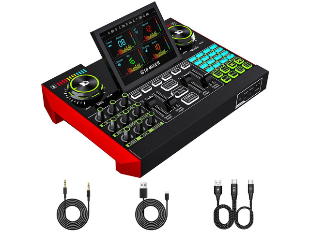 G10 Gaming Audio Mixer, Audio Interface with 3.5mm/XLR Microphone Input, Voice Changer Live Sound Card for Streaming, Podcasting, Recording, and...