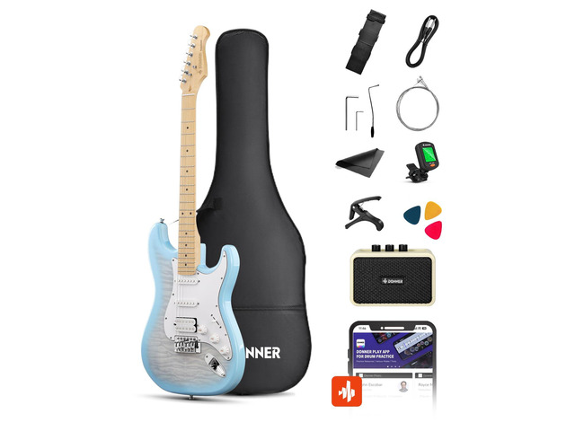 DST-90 Electric Guitar, 39' Full Size Beginner Electric Guitar Kit with Amp, HSS Pickup, Gig Bag, Tuner, Capo, Strap, Strings, Cable, Picks,...