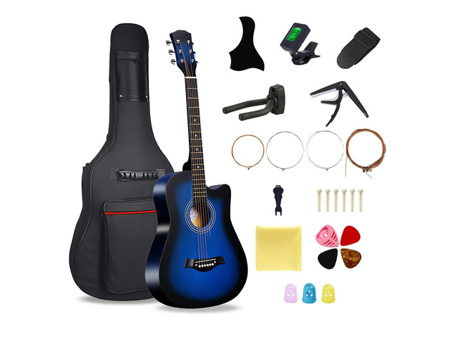 38'' Wood Acoustic Guitar for Adults, 6 Steel-String Acoustic Guitar With Guitar Bag and Beginner Kits for Beginner