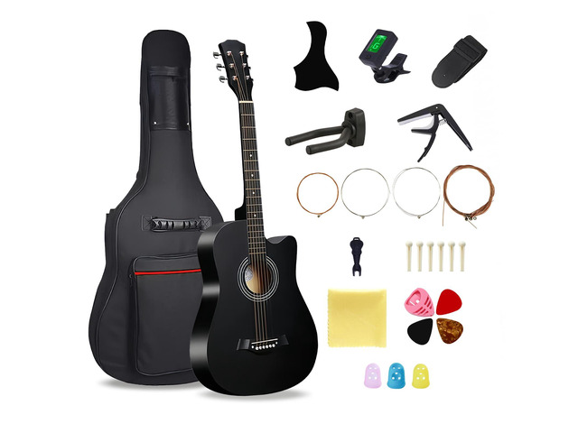 38'' Wood Acoustic Guitar for Adults, 6 Steel-String Acoustic Guitar With Guitar Bag and Beginner Kits for Beginner