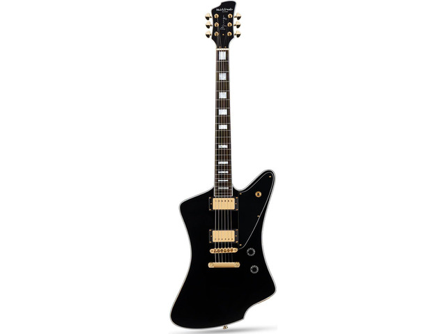 WestCreek Mirage Solid Body Electric Guitar, Mahogany Body, Maple Neck, Rosewood Fretboard, Rounded End Frets, Bone Nut (Glossy Obsidian Black)