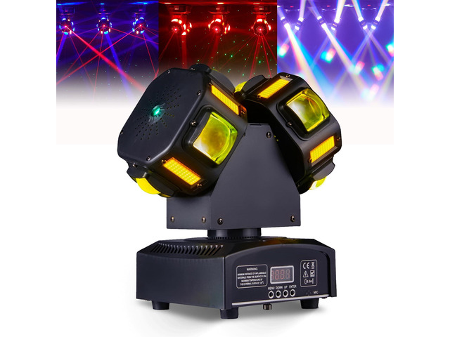 LED Moving Head Dj Lights 8 LEDs DJ Lighting RGB Beam Rotating Stage Lights Strobe & Star Effect with Sound Activated DMX 512 for Party Concert...