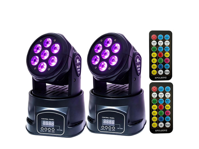 Moving Head Light 7 x 18W 6 in 1 LED RGBWA+UV Stage DJ Lights DMX& Sound Activated, 9/14 CH, 540Â° Pan & 180Â° Tilt, Wash Light for Party,...