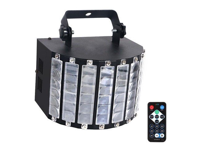 DJ Disco Party Light: Compact Derby Effect RGBW Beam Output Through 48 Lenses - Remote Sound Activated DMX Control - Easy Setup Great for Dance...