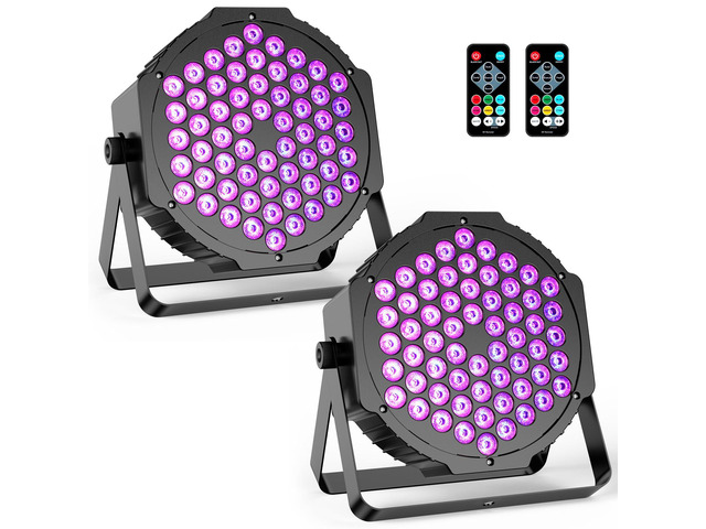 60LEDs 90W RGB DJ Par Lights for Home Party 2-Pack Remote DMX512 Sound Activated Control. Uplights for Events Wedding Church Concert Worldcup Bar...