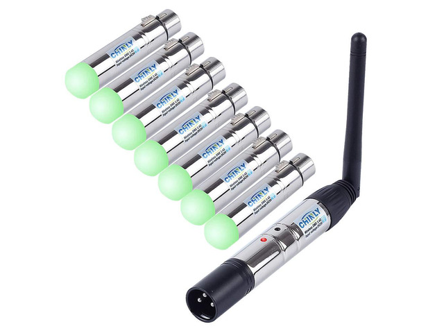DMX Wireless, 8pcs 2.4G DMX 512 1 Male Transmitter & 7 Female Receivers Short version for Stage PAR Party Light