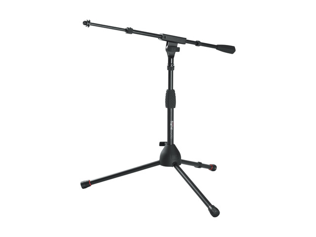 Short Tripod Base Microphone Stand with Soft Grip Twist Clutch, Boom Arm, and Both 3/8' and 5/8' Adapters (GFW-MIC-2621)