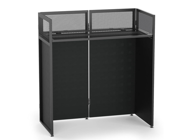 Portable DJ Booth, Metal Frame DJ Table, 40' x 20' Tabletop Tool-Free Quick Assembly; Adjustable Support Feet; Cable Hole; Carry Bag; For...