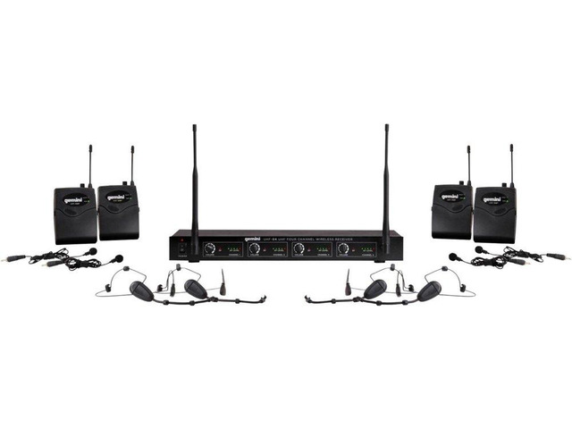 4-Mic UHF Wireless Headset & Lavalier System, 150ft (UHF-04HL) 4-mic UHF headset & lavalier system - 4 channels, 517-537 MHz - 150 ft range -...