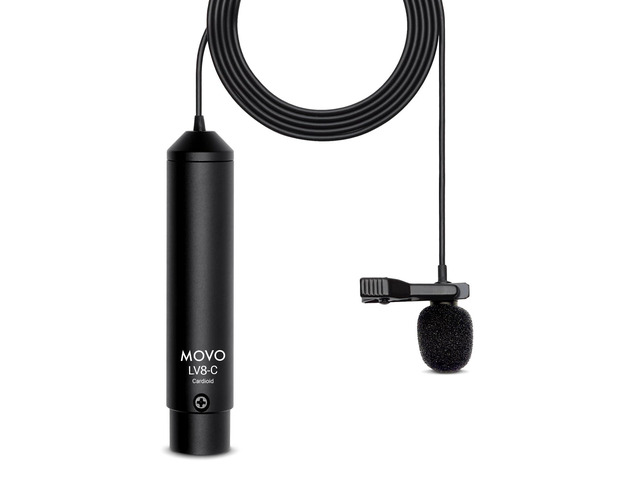 LV8-C Broadcast-Quality XLR Lavalier Cardioid Condenser Wired Microphone with 12mm Mic Capsule for Accurate Voice Recording - Kit Includes Lapel...