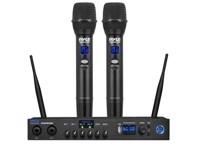 Digital Wireless Microphone System with Bluetooth - Includes 2 Dynamic UHF Handheld Mics, Portable Long-Range Receiver w/Built-in Echo Effect - for...