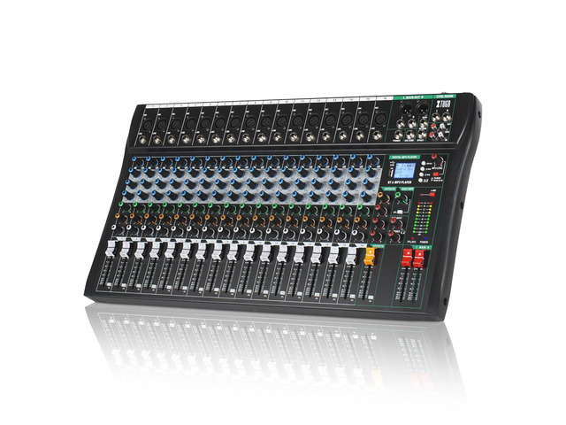 16 Channel Audio Mixer,Professional Sound Board DJ Mixer(CT160) 48V Phantom Digital Effect,3-band EQ,Bluetooth DJ Mixing Console System,Sound...
