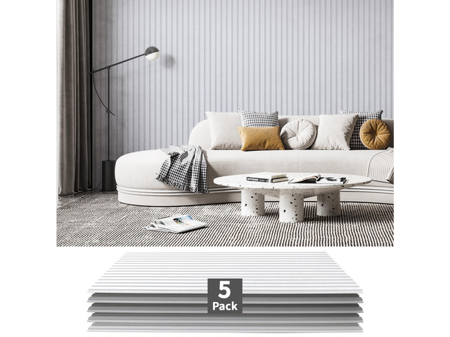 Acoustic Panels, 48' X 24' X 0.71', White, 5 Pack Soundproof Wall Panels, Self Adhesive, High Density Sound Absorbing, Acoustic Treatment for...
