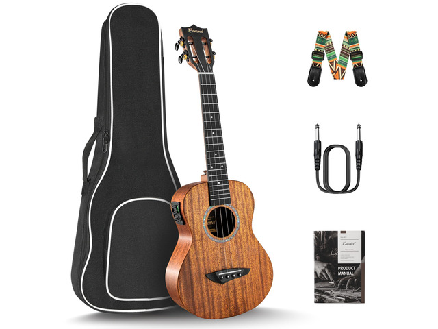 26 inch CT402 All Solid Mahogany Tenor Electric Ukulele LCD color display Beginners Guitar Starter Pack Bundle Gig bag Strap Ukelele Set