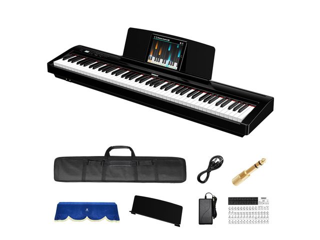 P50 88 Key Weighted Keyboard with 2 * 25W Stereo Speakers,Full Size Digital Piano Keyboard with Bluetooth,MIDI,Pedal,Audio/Video...