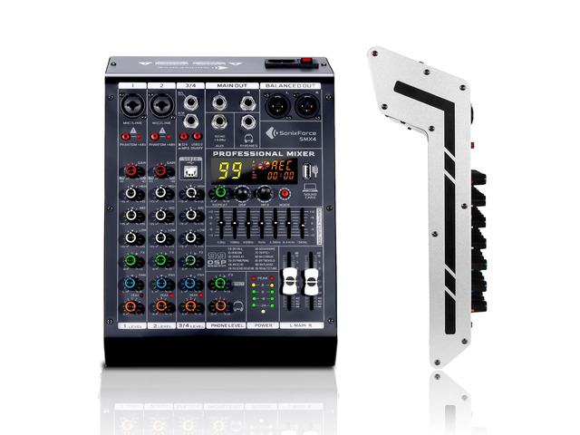 4 Channel Audio Mixer, 99 DSP Effects Sound Board Console 4 Channel DJ Mixer for Recording & Streaming, USB Drive, Media Playback, PC Audio...