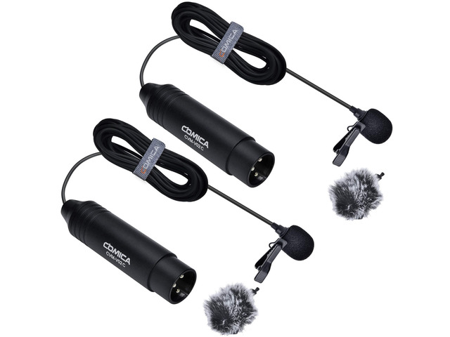 V02C Cardioid XLR Lavalier Microphone for Camcorder, Zoom Recorder 48V Phantom Power, with Windmuff, 5.9ft Silicone Cable, XLR Lapel Mic for...