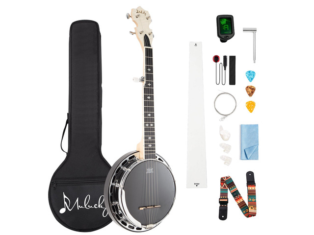 5 String Mini Banjo, 28' Portable Travel Maple Banjo Remo Head 28' Travel Banjo: Compact 5-string banjo with a maple body and premium Remo head....