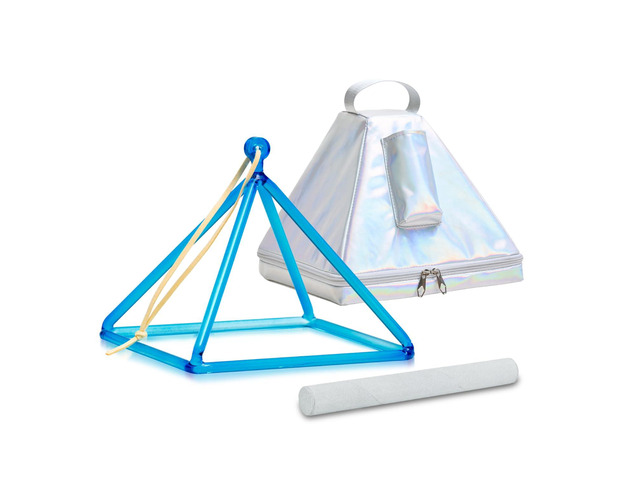 8 Inch Blue Color Quartz Crystal Singing Pyramid Healing Musical Instrument + Carry Case Bag Powerful Energy