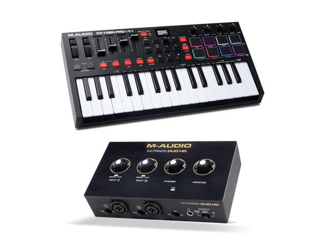 Oxygen Pro Mini MIDI Controller Bundle with M-Track Duo HD Audio Interface for Studio Recording, Music Production, Podcasting, Streaming
