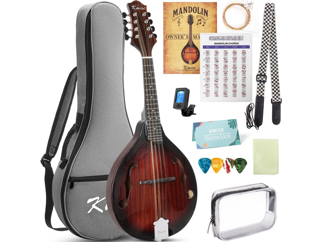 Mandolin Musical Instrument A Style, Acoustic Mandolins Instrument Kit 8 String with Tuner Strap Gig Bag Chord Chart for Professional Beginners...