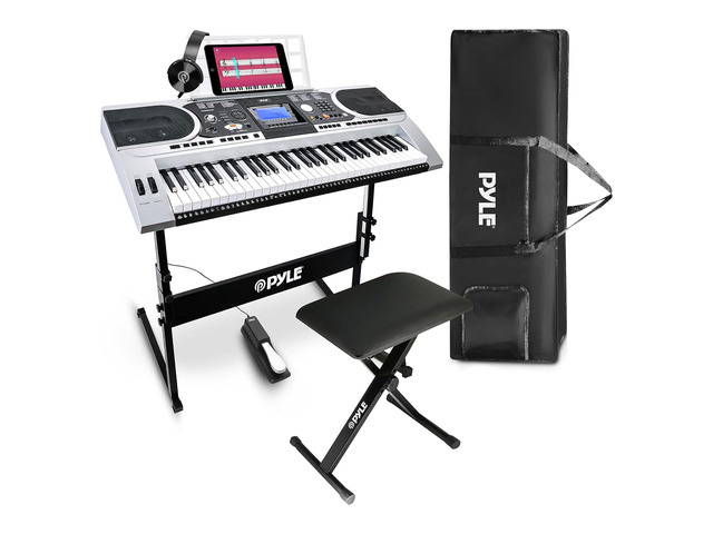 Piano Keyboard, Electric Musical Instrument, Full Size Portable Music Keyboard, Piano Keyboard 61 Keys, with Sustain Pedal, Headset, Weatherproof...