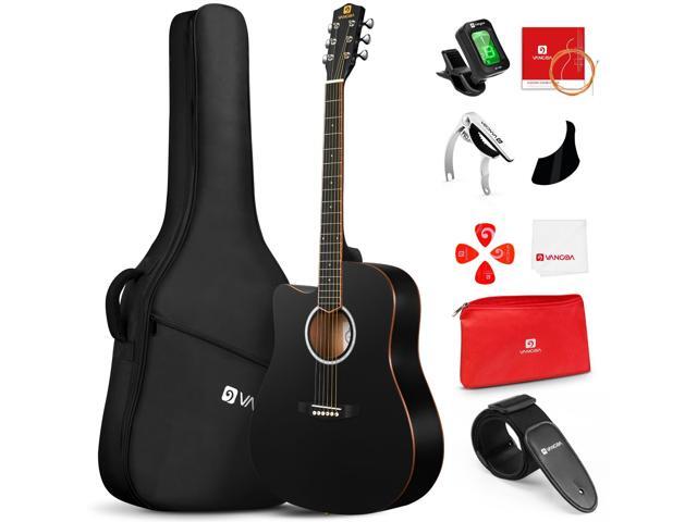 Left Handed Guitar, Full Size Cutaway Left Handed Acoustic Guitar Kit for Adult Beginner 41 Inch Lefty Acustica Guitarra Set, Black