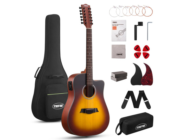 12 String Acoustic Electric Guitar for All Players, Sunburst 42' Full Size, Rich 12-String Tone, Spruce Top & Mahogany Body, Built-In EQ/Tuner,...