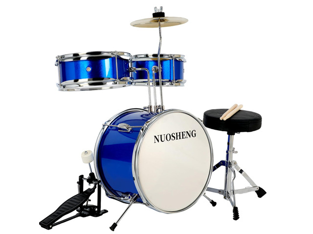 Kids Drum Set 3-Piece for Beginners, 13 Inch Complete Junior Drum Kit with Bass Tom Snare Drum,Adjustable Throne, Cymbal, Pedal &Drumsticks, Poplar...