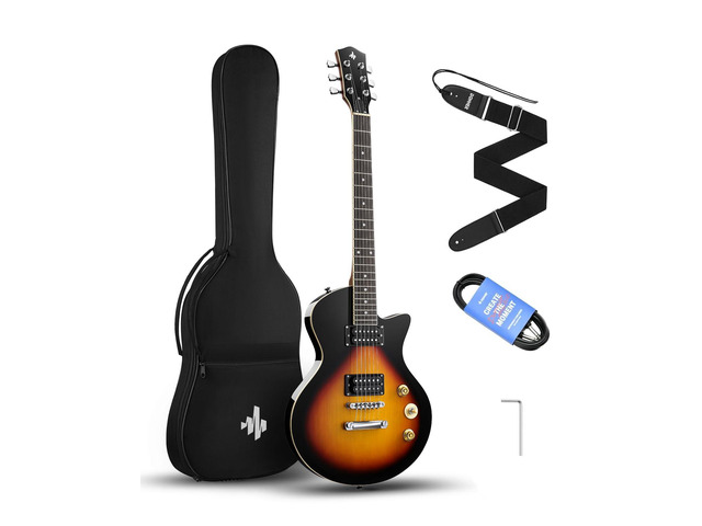 39' Electric Guitar Beginner Kits, Solid Body with Dual Humbucker Pickups, C-Neck Full Size Kit with Bag - Ideal for Starters and High-gain Rock,...