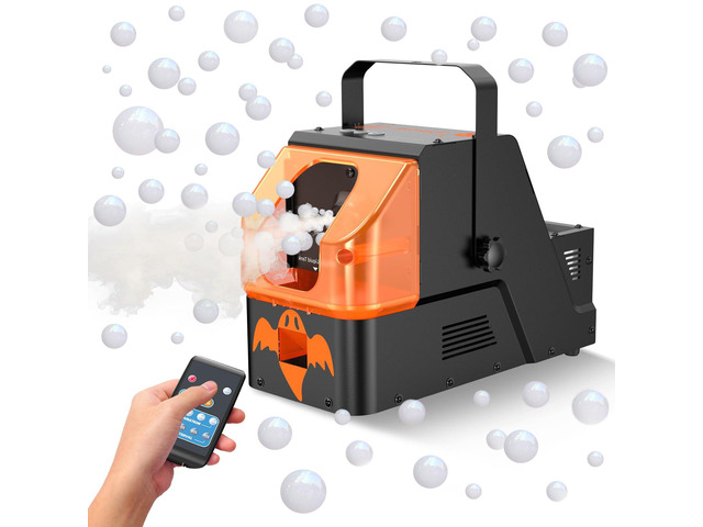 450W Fog Bubble Machine, 3-in-1 Smoke Bubble Machine with Remote Controller, Produce Colorful Bubbles Foggy Bubbles Abundant Fog for Halloween...