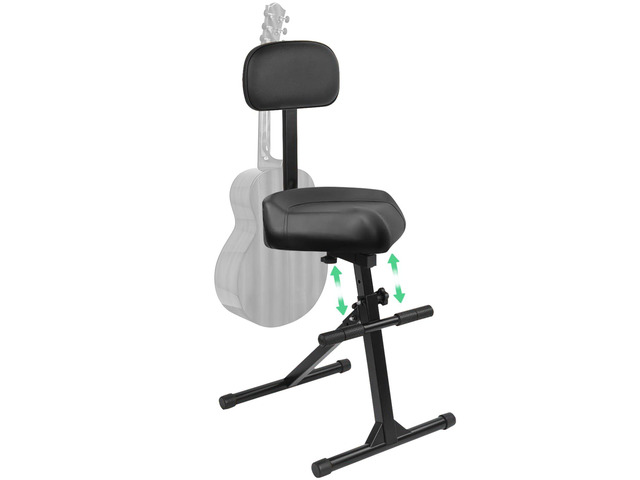 Saddle Guitar Stool with Back Support and Guitar Hanger, Height Adjustable Saddle Seat, Musician Stool Guitarist Throne Guitar Chair, Black