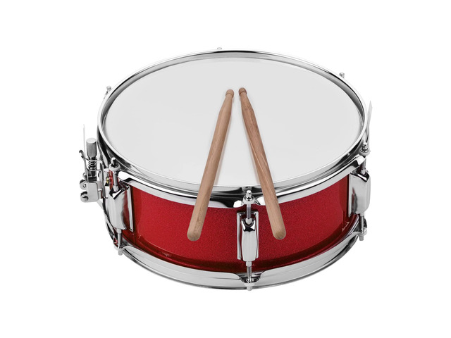 12 Inch Snare Drum Set with Sticks Strap & Key Red 12 poplar snare drum, lightweight. Includes sticks, shoulder strap & tuning key. Red. Ideal for...