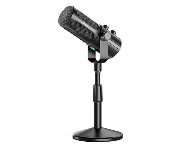 AmpliTank TANK6S Vocal Dynamic Microphone XLR/USB Desktop Mic Podcast Microphone with Height-Adjustable Stand, Mute, Monitoring, Studio Metal,...