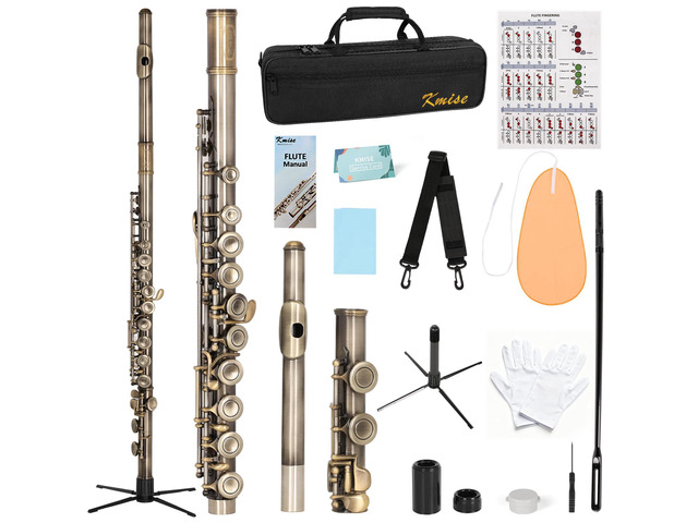 Closed Hole C Flute, Responsive Flute Instrument, Premium and Durable Flutes with Gig Bag, Collapsible Stand, Beginner's Guide, Cleaning Kit -...