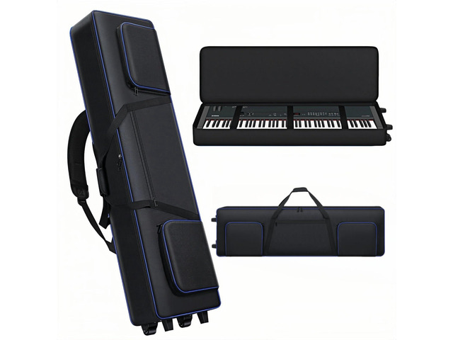 88 Key Keyboard Case Soft Gig Bag with Wheels (53'x14.5'x7') 3 Ways to Carry Padded Piano Bag 3 Pockets Rolling Travel Bag Compatible with...