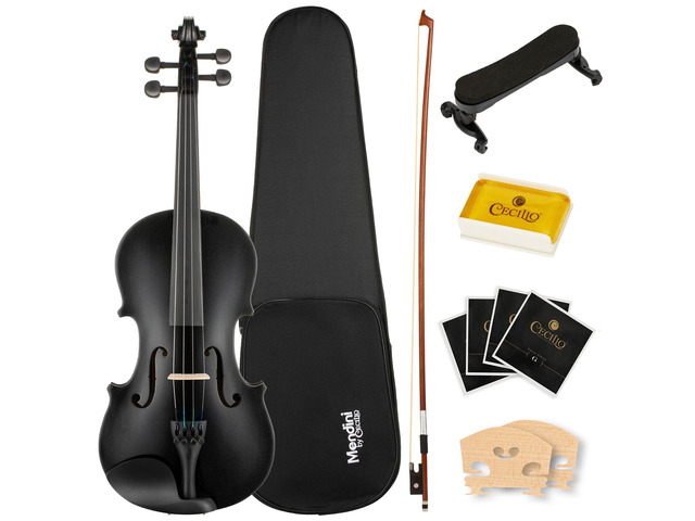 Violin 4/4 Full Size Kit For Beginners - Hand Carved Acoustic Violins Set - Fiddle Solid Wood Kit with Hard Case, Bow, Rosin, Shoulder Rest, Bridge...
