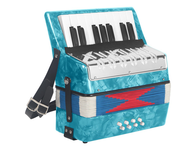 17 Key Piano Accordion, Lightweight & Compact Acordeon, Celluloid Accordions Brighter and Pure Tone than Plastic, Durable Metal Cover with Straps,...