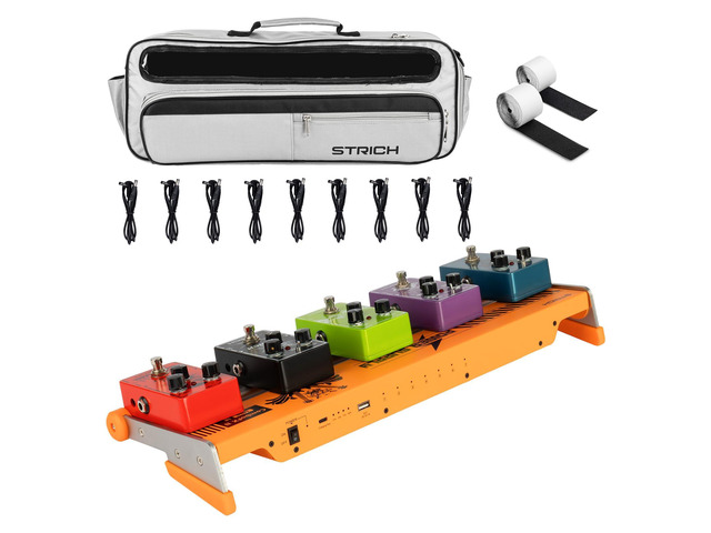 ComboFX Pedal Board with Built-in 10000mAh Battery and Power Supply, Works Without External Power, 18 x 5.8' Aluminum Pedal Board 2.2LB with...