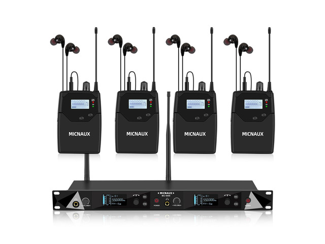 Wireless in Ear Monitor System, 2 Channel UHF Pro Mono IEM System for Singer Musicians, 2x40 Frequencies, 330ft Range, Rack Mount Transmitter and...