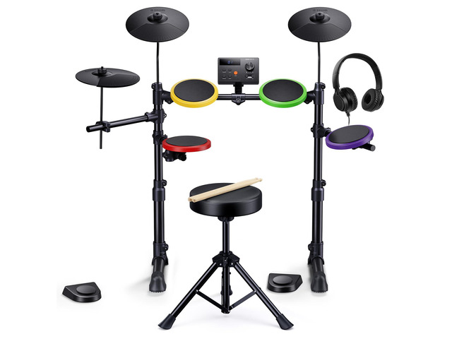 DED-70SE Electric Drum Set for Kids, Electronic Drums with 4 Quiet Silicone Pads, 9' Cymbals, 150 Sounds, 15 Kits, USB MIDI, Type-C Charging Port,...