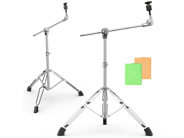 2 Pack Boom Cymbal Stand, Adjustable Cymbal Stand Boom Stand for Drum Hardware Percussion Mount Holder Gear Set Drum Hardware Set, Double Braced...